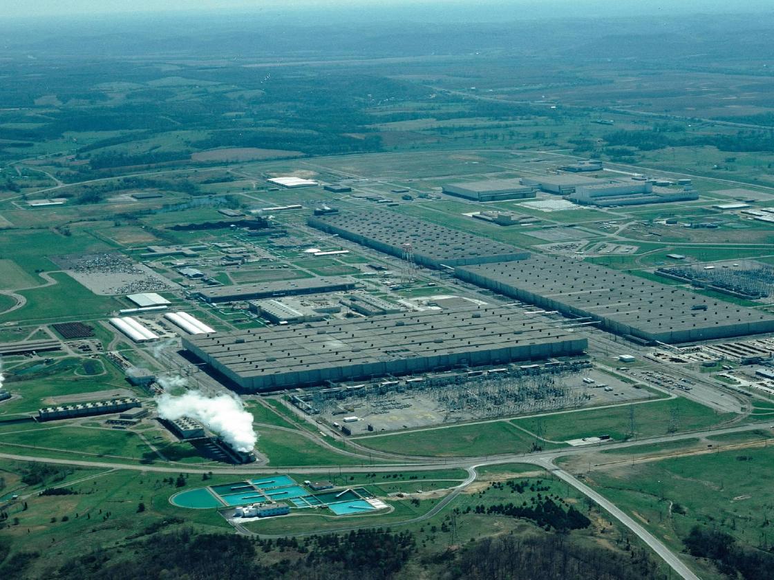 An aerial image of the PORTS site