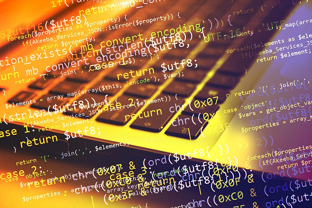 Lines of coding representing an algorithm.