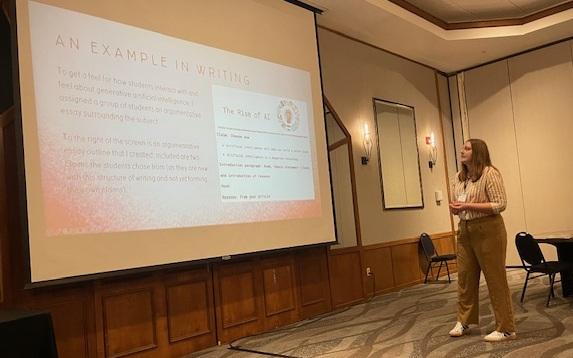 An OHIO student presents research work at the OCTELA Conference