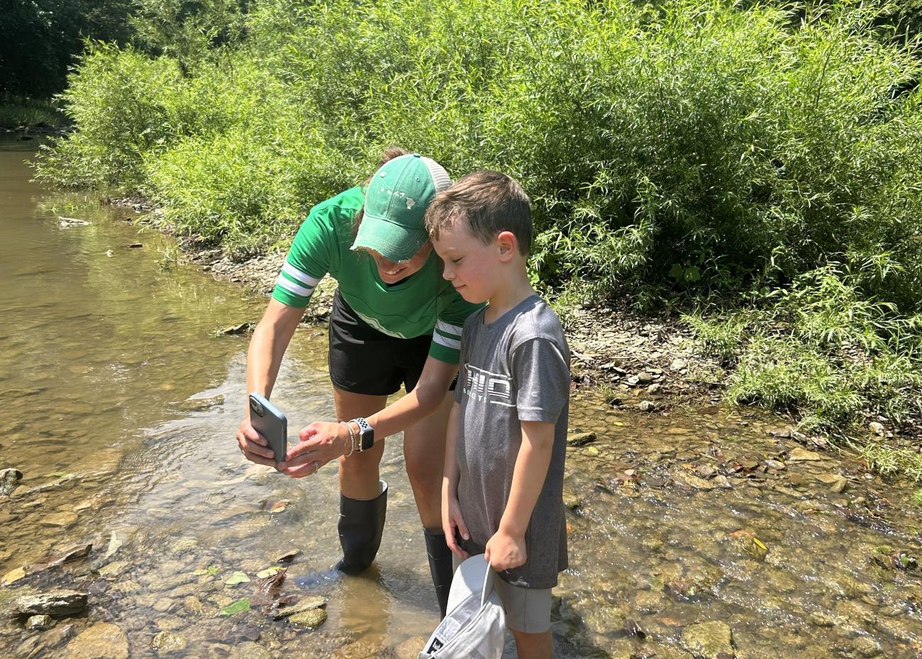 Dr. Jacqueline Yahn and Liam Yahn at Captina Creek