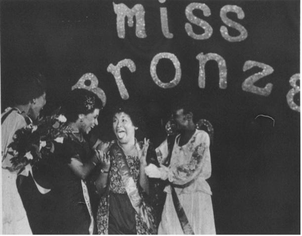 Yvette McGee Brown is shown as an undergraduate student at the Miss Bronze event