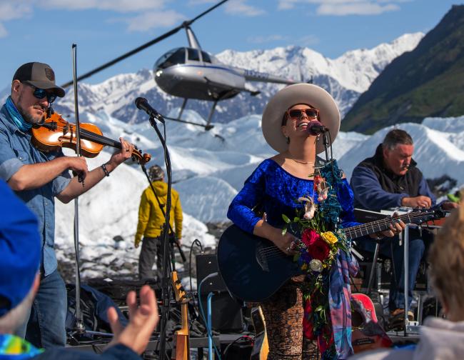 A band playing music in Alaska