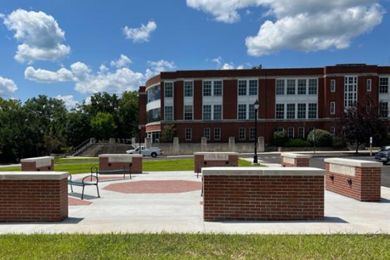  The east side of Gordy Hall, viewed from the new green heart of campus where the old Scott Quad used to be. 