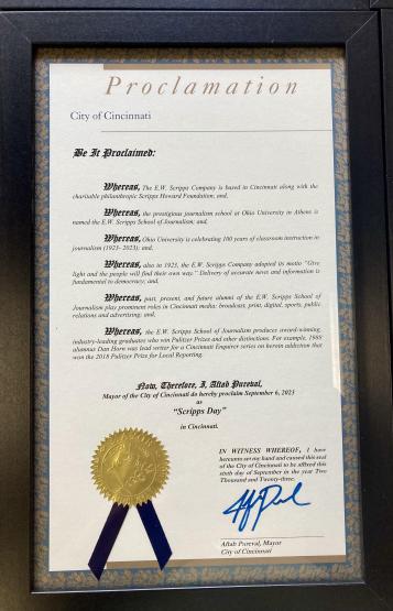 The City of Cincinnati officially proclaimed Sept. 6, 2023, as 