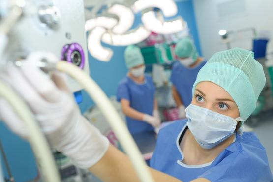  A nurse anesthesia candidate works in the operating room 