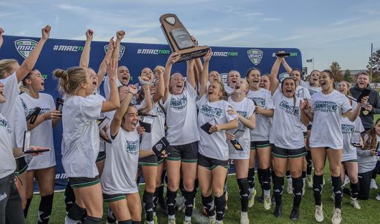  The women’s soccer team took home the Mid-American Conference Championship in November after defeating Kent State 2-1 