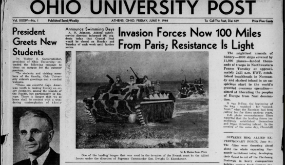  A screenshot of The Ohio University Post on June 9, 1944, describing the events of D-Day 