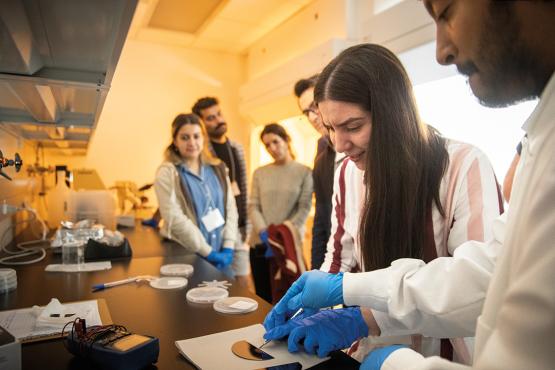  Attendees at ASCENT Ecosystem semiconductor workshops participate in demonstrations at the Russ Research Opportunity Center in June.  