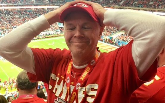  Roger Cooper is shown at a Kansas City Chiefs game 