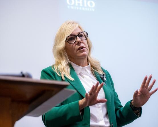 Tracy Medley speaks at the Women in Business event at Ohio University