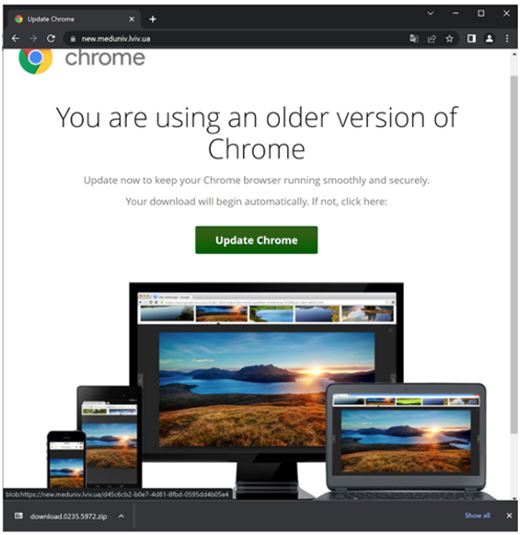 A screenshot computer screen that says "You are using an older version of Chrome"