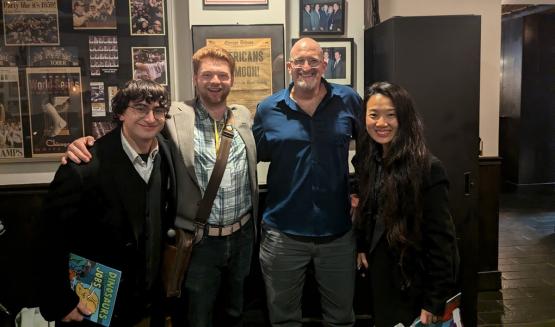  Professor Matt Wanat is shown with Chen Wang, Jonah Mathison-Regan, and Paul Peters 