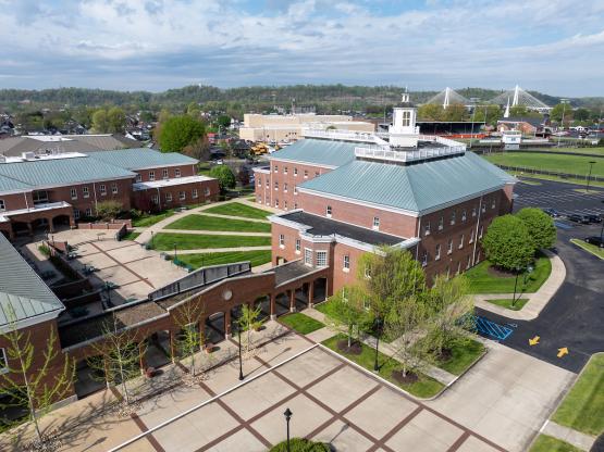  The OHIO Southern Campus with the community behind it, including the bridge over the Ohio River 