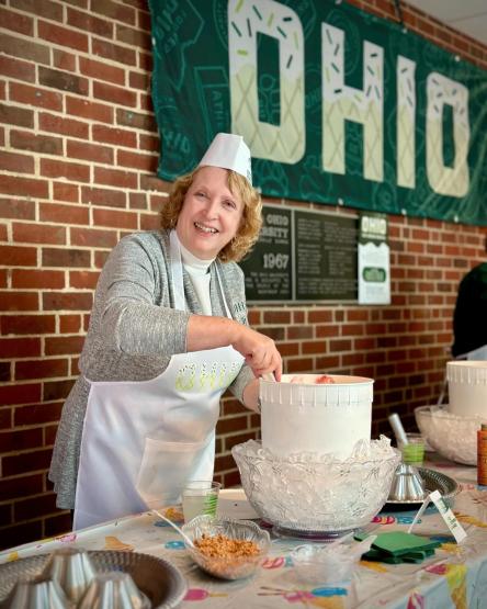 Hannah Nissen is shown serving ice cream at an OHIO Zanesville event