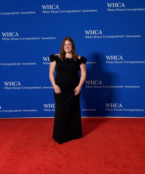 Abby Waechter is shown on the red carpet at the White House Correspondents Dinner