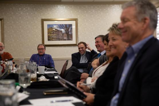  Greg Fraunfelter and Luke Feeney are shown with a group of other mayors from around Southeastern Ohio during a meeting at the Ohio Statehouse 