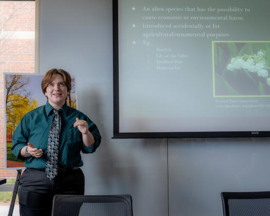 A student gives a presentation at the Multidisciplinary Honors Conference
