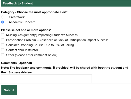A screenshot of an Academic Alerts webpage