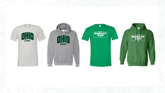 Four Ohio University shirts available to order. All four say OHIO Dad