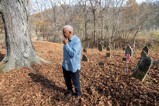David Butcher in the historic Tablertown cemetery