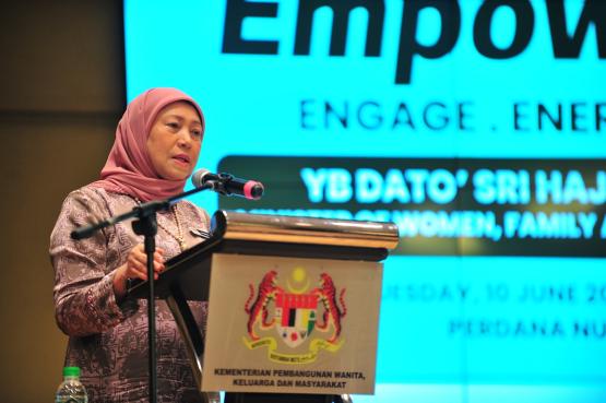 Nancy Shukri delivers the keynote address at the event in Malaysia
