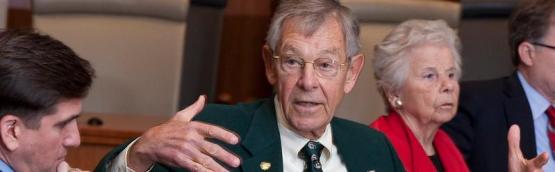 George Voinovich is shown speaking at an event