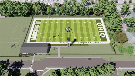 A rendering of the new Marching 110 practice facility