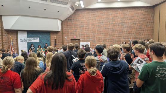 Students in auditorium participating in Constitution Day