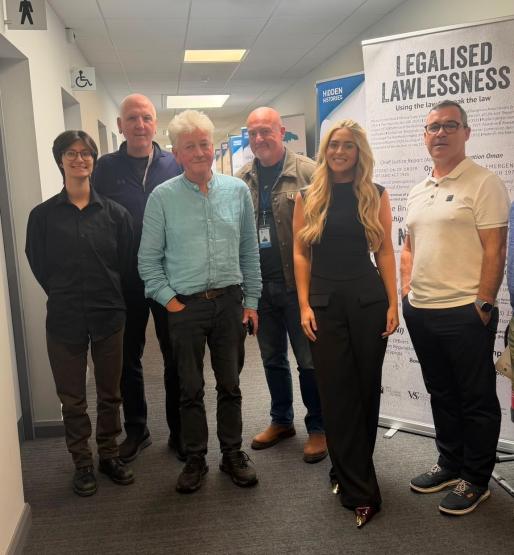 Theo Nalley stands with colleagues while participating in an internship in Northern Ireland