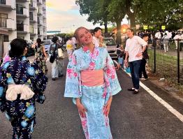 Madyson Drosieko wearing traditional Japanese Yukata