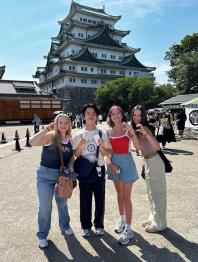 Chubu University Students in front of Nagoya Castle 