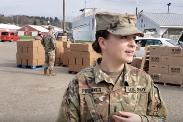Lieutenant Caroline Pirchner and some of her fellow Bobcats helping Ohioans as members of the Ohio Army National Guard during the time of the Coronavirus pandemic.
