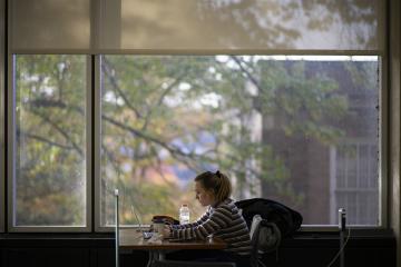 Student Studying at Library