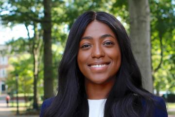 Sierra Smith is pictured on Ohio University's College Green.