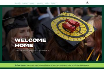 Screenshot of Ohio University homepage with commencement image 