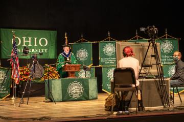 Dr. Nellis gives his speech virtually during the 2020 Fall commencement
