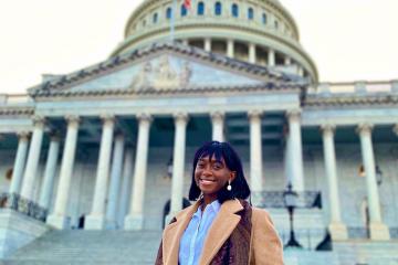 Sarah Ladipo in front of the U.S. Capitol Building.