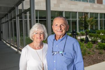 Joy and Bernard Kokenge, PHD ’66, visit Ohio University’s new Chemistry Building in July—60 years after the couple moved to Athens, where they started their family and Dr. Kokenge earned a doctoral degree in chemistry. 