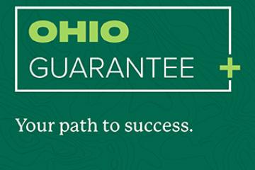 Graphic that reads "OHIO Guarantee +" on the top and "Your path to success" on the bottom.
