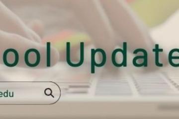 Graphic that says "Tool Updates" and "help.ohio.edu" on top of a person's hands typing on a laptop