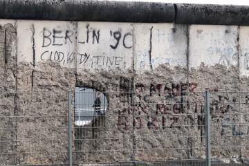 The Berlin Wall, as seen from the East German side. German reunification occurred on Oct. 3, 1990.