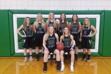 Lancaster's women's basketball team posing for a photo