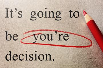 An image where the word "you're" is used incorrectly and is circled