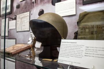 World War II artifacts are on display in Alden Library