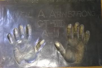Sarah Wyatt photographed the imprints of the hands of astronaut Neil Armstrong — one of her heroes — on display in the Space Walk of Fame museum in Titusville, Fla.