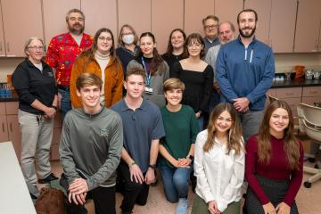 OHIO students and faculty involved in the Student Spaceflight Experiment Program pose for a photo