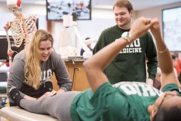 Medical students practice Osteopathic Manipulative Medicine in Athens Ohio