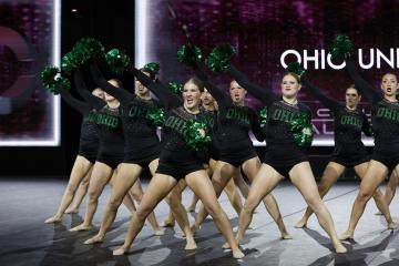 A group of Ohio University Dance Team members perform on stage