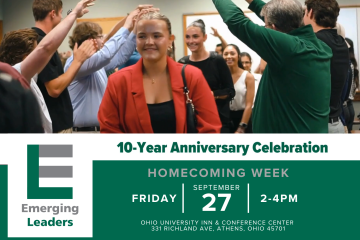 Emerging Leaders 10-Year Anniversary Celebration - Homecoming Week - Friday, Sept. 27, 2-4 p.m.
