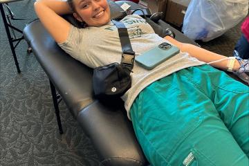 Ohio University Southern nursing student giving blood